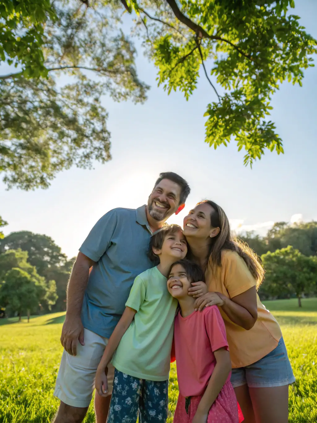 A professional headshot of a young family smiling, representing the security offered by term life insurance.