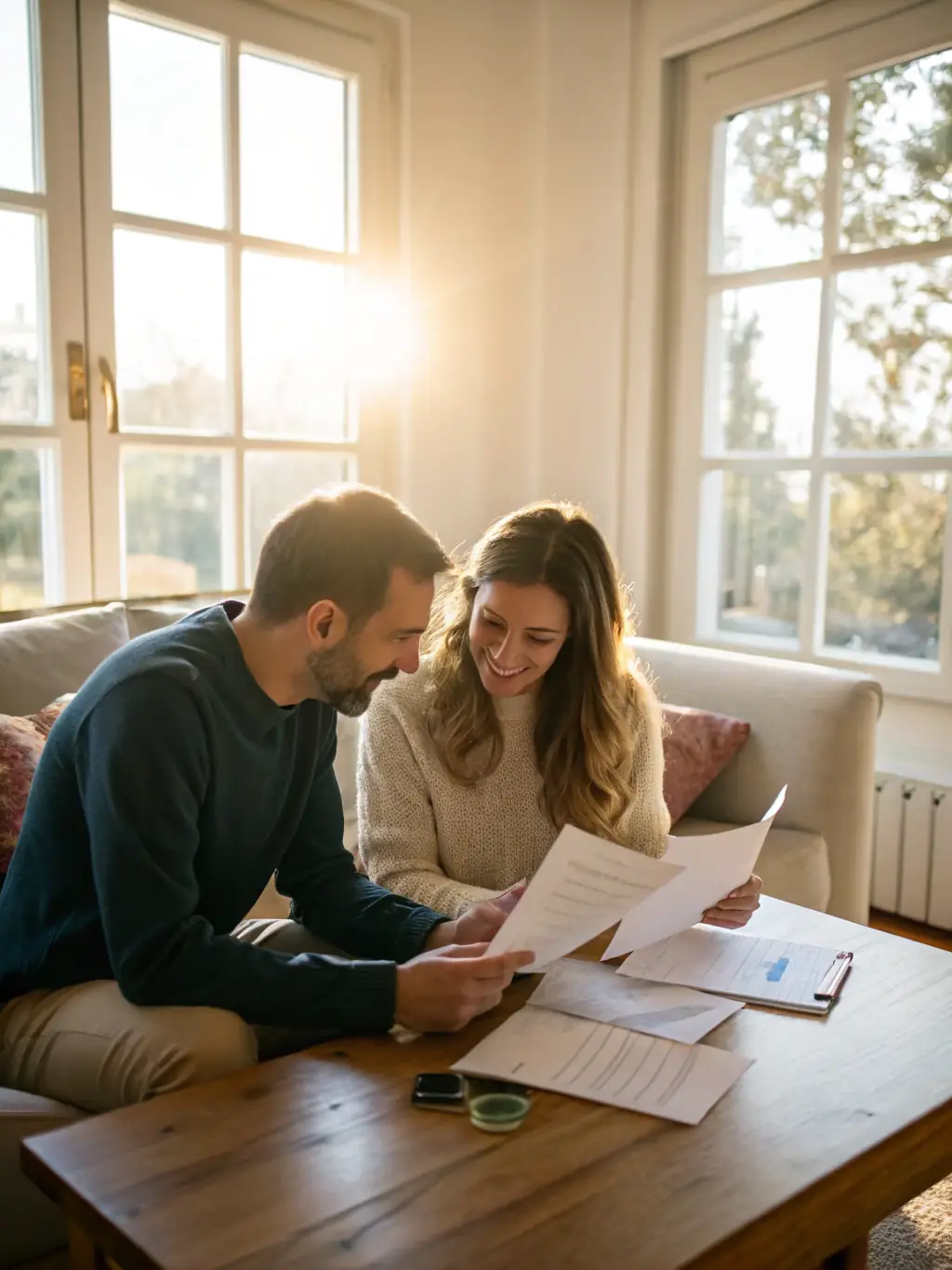 A young couple planning their retirement, illustrating how life insurance can be part of a long-term financial strategy.
