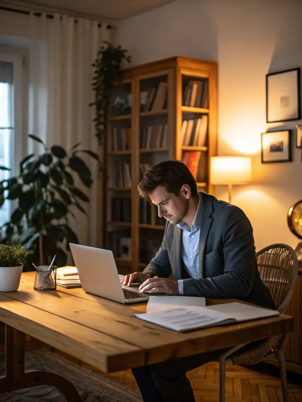 An individual looking thoughtfully at retirement plans, representing the flexibility of universal life insurance, with a focus on adjustable premiums and death benefits.